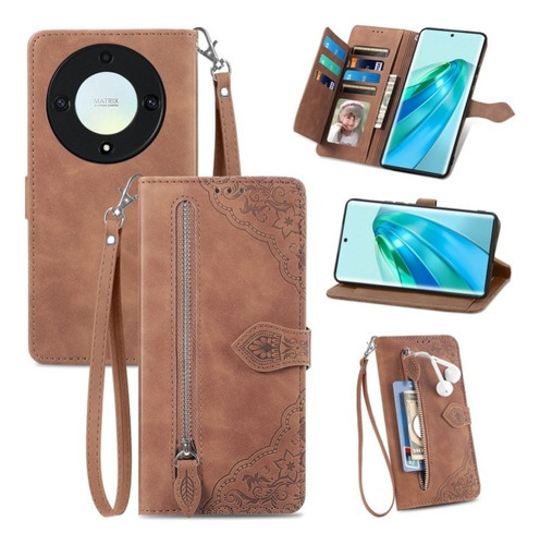 Funda Para Honor Magic 6 Lite Gorda Piel Paquete De Tarjetas