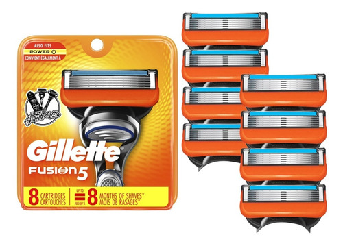 Imagen 1 de 2 de Cartuchos Repuesto Gillette Fusion5 Pack 8 Unidades Original