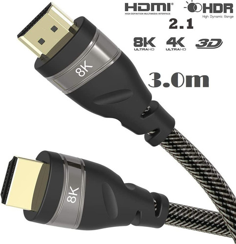 Cable Hdmi 2.1, 8k Alta Velocidad, 48 Gbps, (7680 X 4320) 3m
