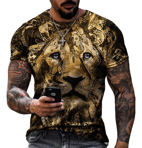 Taamlou Camiseta Manga Corta Cuello Redondo Estampado Animal