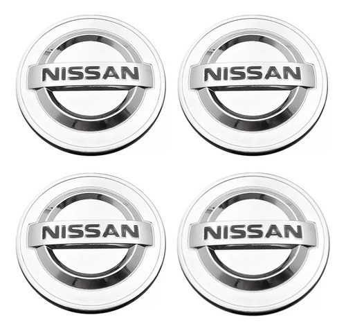 Emblema Central De Aro De Nissan Plateado De 54mm, 4 Piezas