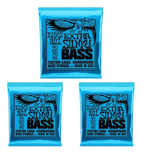 3 Encordados Bajo Ernie Ball Slinky 2835 -40/95-envío Gratis