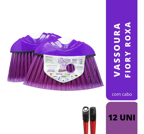 Vassoura Fiory Plumada Roxa Cx C/12 Uni Cabo Listrado Full
