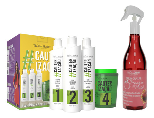 Kit Cauterização + Finalizador Vinagre De Maça Tróia Hair