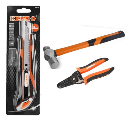 Kit Set Cutter + Martillo Bolita Y Pinza Pela Cable - Rex