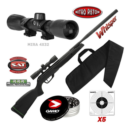 Rifle Gamo Nitro Piston Wildcat Igt 5.5 + Mira Balines Funda