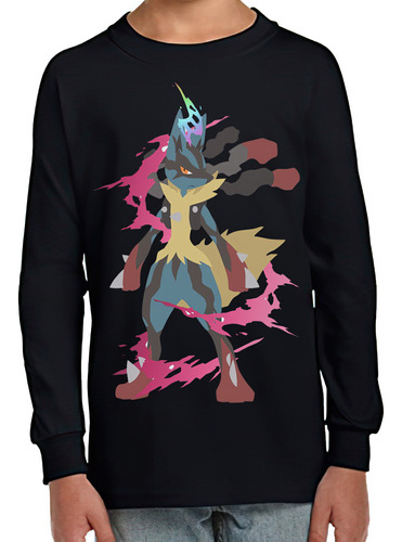 Polera Manga Larga Mega Lucario Poderes Mágico 100% Algodón 