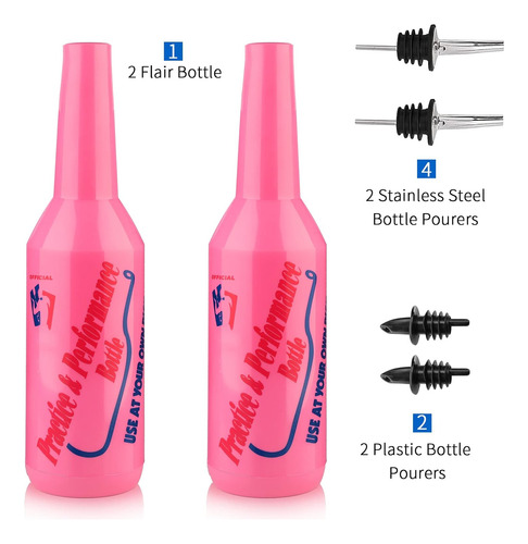 Flair Bottle - Kit De Barman Pink Flair 7 Piezas, 2 Botellas