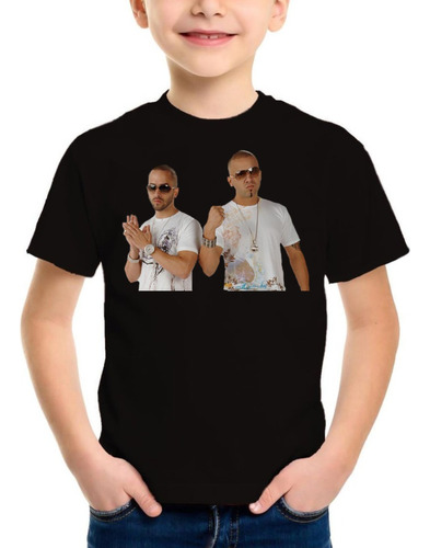 Remera Niño Wisin Y Yandel Personalizada Algodón Negra 