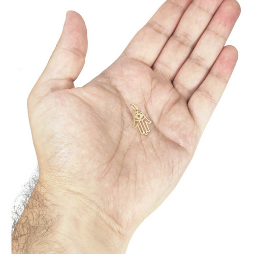 Pingente Ouro 18k Palma Hamsa Olho Grego Espelhado