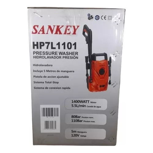 Hidrolavadora Sankey Hp-7l1101 | 1400 Watts 1600 Psi