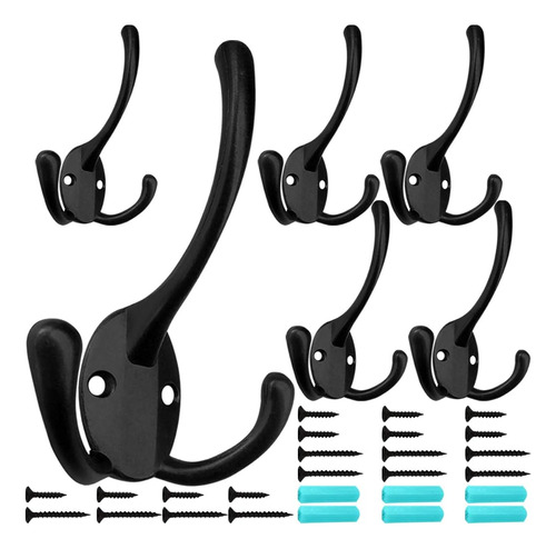 6 Pack Big Heavy Duty Three Prongs Coat Hooks Montado En La 