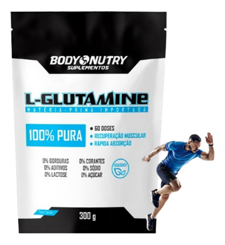 Glutamina 100% Pura 300g Academia Crossfit S/ Açucar Treino Sabor Sem Sabor