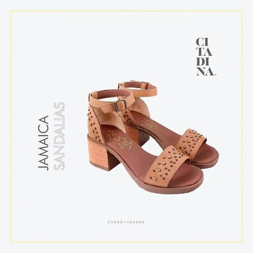 SANDALIA TACO SIMIL MADERA TIRAS CRUZADAS - ANA YORK