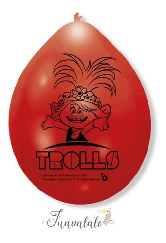 Globos Trolls X 15 U 9 Pulgadas Impresos Cotillón 