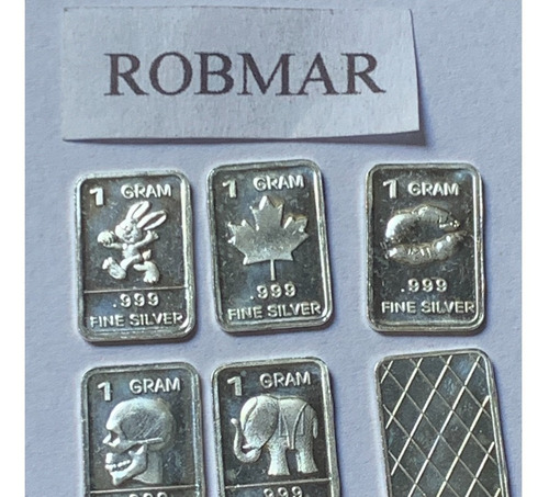 Robmar-monedas Rectangular Lote De 5 X 1 Gr. Plata 999-n°231