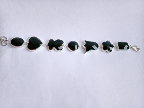 Pulsera Tous Colors Ónix Facetado Original Plata Starling Agua 19 Cm (Usado)