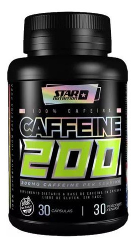 Cafeina Caffeine 200mg Star Nutrition 30cap. Sabor Sin sabor