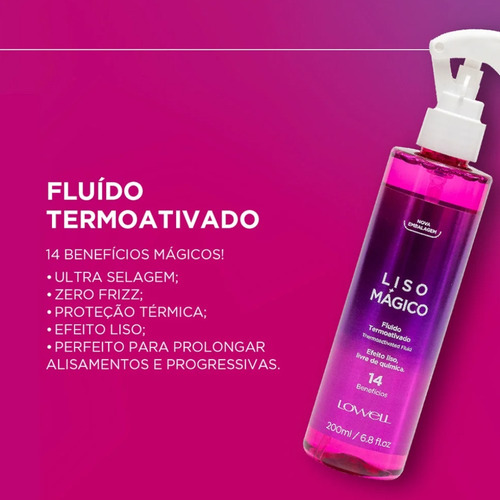 Liso Lowell Mágico Shampoo + Cond 200ml + Fluido 60ml + Óleo