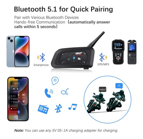 Intercom Moto V6 Pro Bluetooth 1200m - Cascos Moto