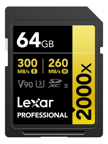 Cartão 64gb Lexar V90 8k Sdxc Linha Gold Para Camera