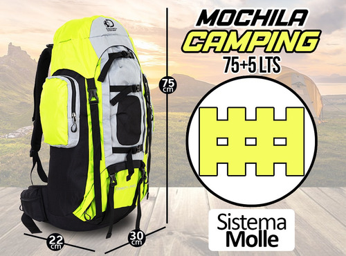 Imagen 2 de 10 de Mochila Mochilero Discovery Adventure 75+5lts Viaje Trekking
