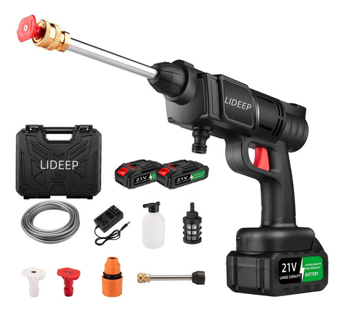 Hidrolavadora Pistola Para Portatil Hidrolavadoras Inalámbrica Eléctrica Con 2 Baterías Lavado Autos Herramientas Limpieza Negro Alta Presión Hidrolavadora Eléctrica Lideep XDCG08 127V