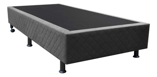 Base Box Para Cama Solteiro 88x188cm Liz Suede Bordado Cor Cinza