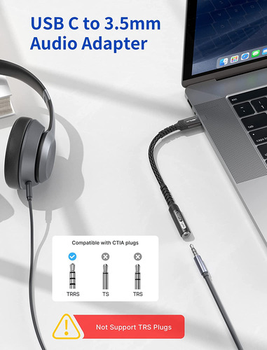 Cables Adaptadores Jaux, Usb-c Macho A 3.5mm Hembra, Neg...