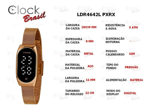 Imagem 4 de 6 de Relógio Feminino Lince Led Digital Ldr4642l Pxrx - Original