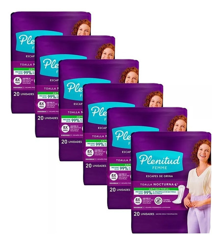 Poise Plenitud Femme Toalla Nocturna 6 Packs X 20 Unidades