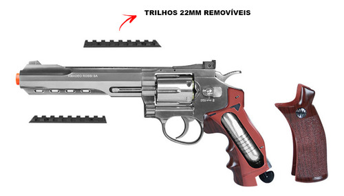 Revólver Co2 Cromado W702s 4.5mm 6 Tiros + Capa + Balas Aço