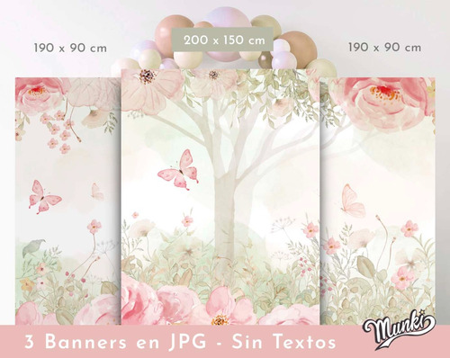 Banners Imprimibles Decoración Mariposas Jpg X 3