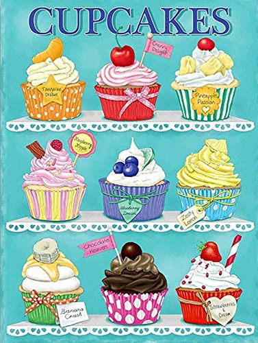 Cartel De Metal Con Diseño De Cupcakes Frescos 7.9 X 11.8