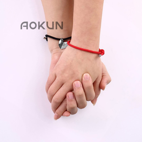 4pz Collares Y Pulseras Para Parejas Acero Inoxidable Color Negro Y Rojo