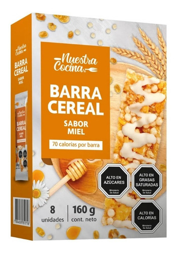 Pack Barra Cereal Nuestra Cocina Miel 8 Un De 20 G