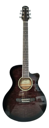 Guitarra acústica Parquer Custom GAC109MCBKEQ4 para diestros negra laca