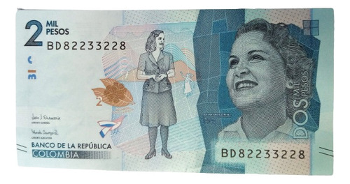 Billete 2000 Pesos Serial Radar Bd82233228 23/jul/2019 Unc