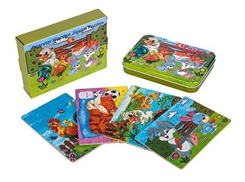 Puzzle  Para Niños Para Los Niños De 3 Años, 4 En 1 Madera J