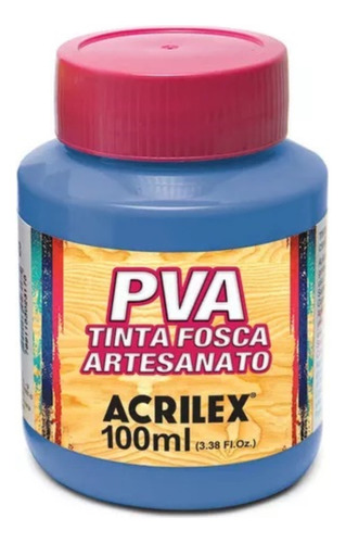 Tinta Fosca Artesanato Pva 100ml Azul Country Acrilex C/6un