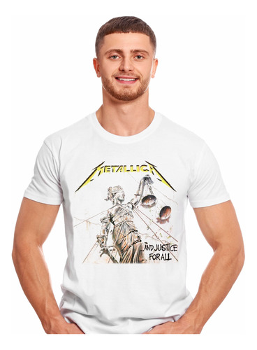 Metallica And Justice For All Polera Blanca Hombre