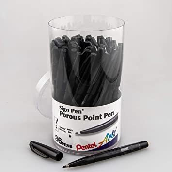 Imagen 1 de 2 de Pentel Arts Sign Pen, Fiber-tipped, 36-pk Canister