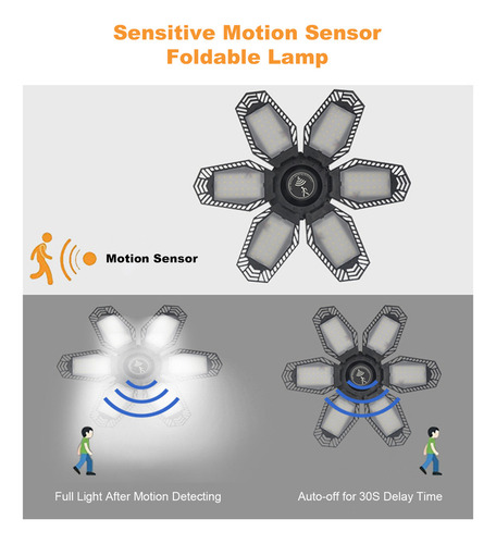 Qw Luz De Garaje Led Deformable De 100 W Con 6 Paneles,