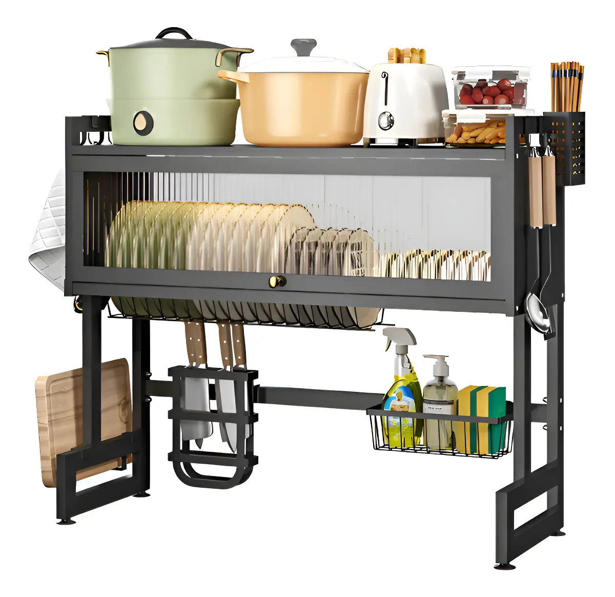 Escurridor Platos Cocina Con Gabinete hogar Negro