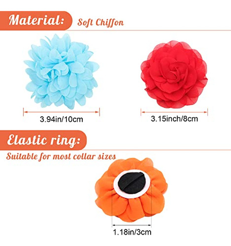 20pcs Collares Flores Perros, Gato Multicolor, Chifón