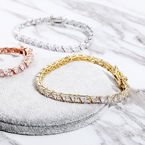 Jinao Pulsera De Cadena De Tenis Con Eslabones De Corte Tria