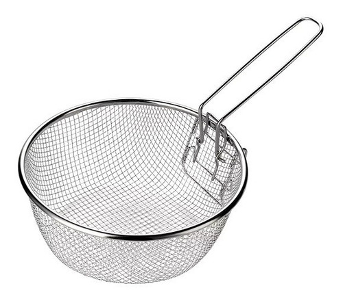 Canasto Freidor Redondo Mango Plegable Acero Inox 22 Cm