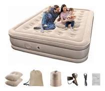 Comprar Colchon Inflable Queen Size LEFORGE Colchon Inflable Matrimonial 203 cm x 152 cm x 46 cm Con 2000mAh Bomba Inflable Automática, Capacidad Máxima de Carga 300 kg Para Camping Hogar Color Beige