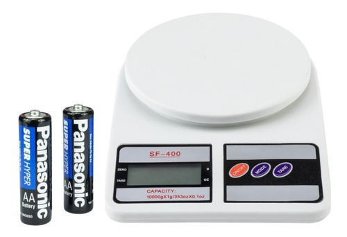 Báscula de cocina digital de precisión de 10 kg para nutrición y dieta, capacidad máxima de 10 kg, color blanco