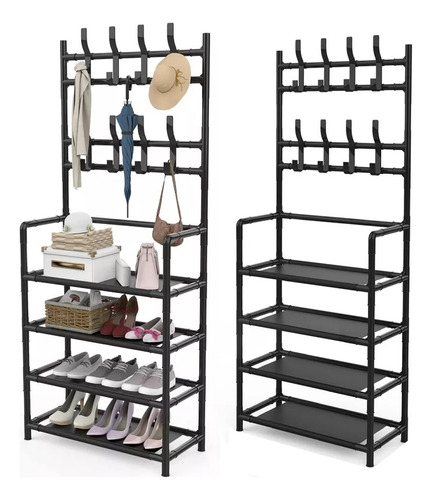 Organizador Perchero Y Zapatera Multifuncional Con 4 Niveles